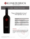 2012 Klinker Brick Marisa Vineyard Sell Sheet